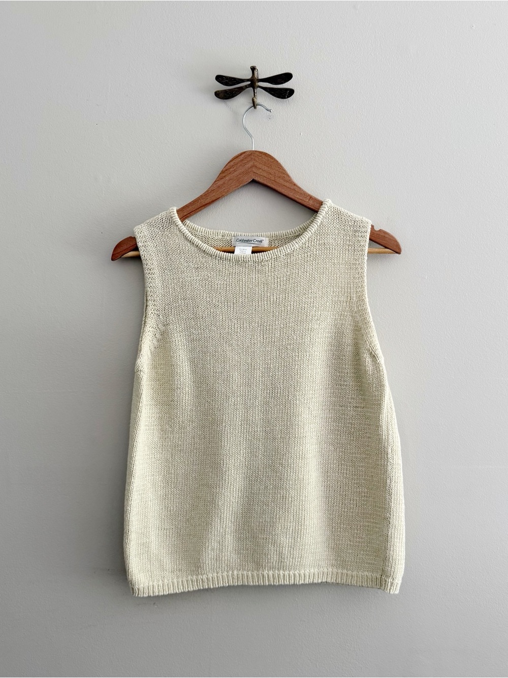 90 Sleeveless Cotton Knit Tank Sweater in Cream Womens Medium - Picture 1 of 4